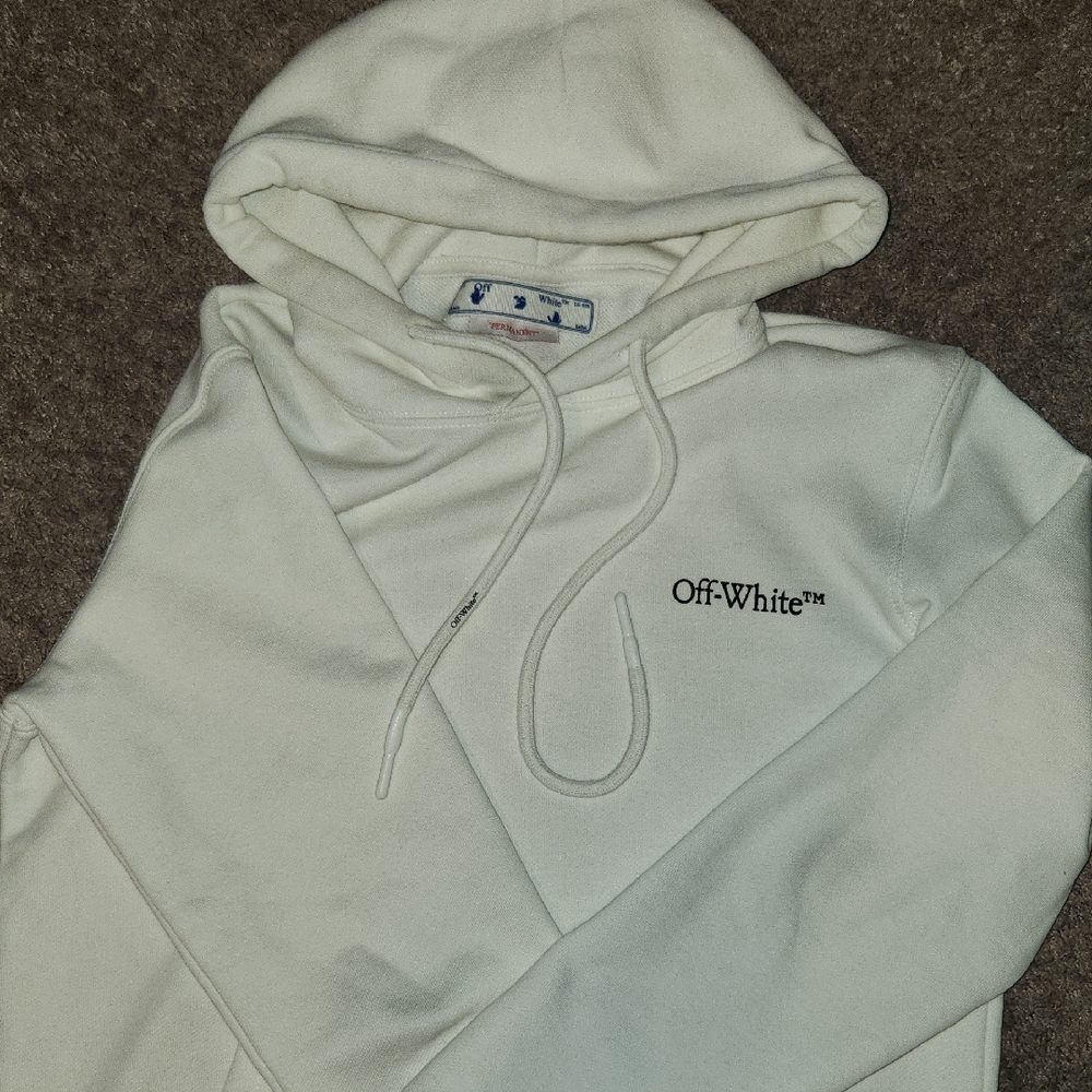 Off-White Cream Hoodie with Black Logo